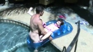 Sexy Lily Gets Gagged and Drilled Doggystyle by the Poolside