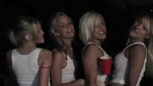 Hot blondes drinking and fucking in lesbo orgy