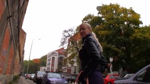 Big tits blond flashes her tits and screwed in public
