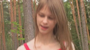 Beata goes to the forest with her two male friends and that babe soon ends up with their cocks in her holes. She swallows those dicks and that babe gets her pink hole stuffed with those pieces of meat.